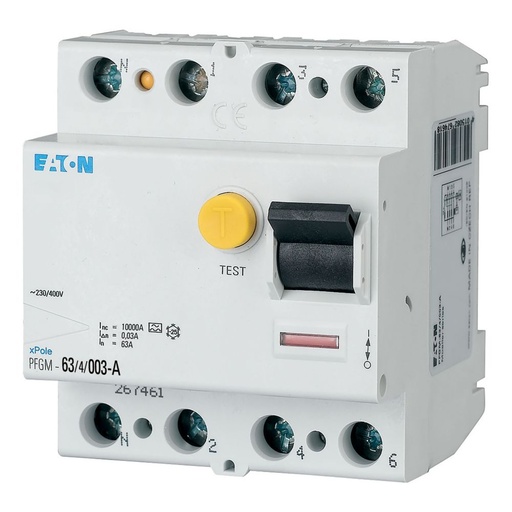 [EAT267461] Interrupteur différentiel PFGM, 4P, 63A 30mA type A