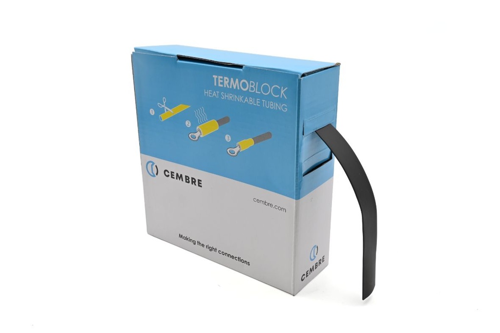 Gaine thermo 2:1 en cassette 12,7 mm av. rétreint L 10 m noire