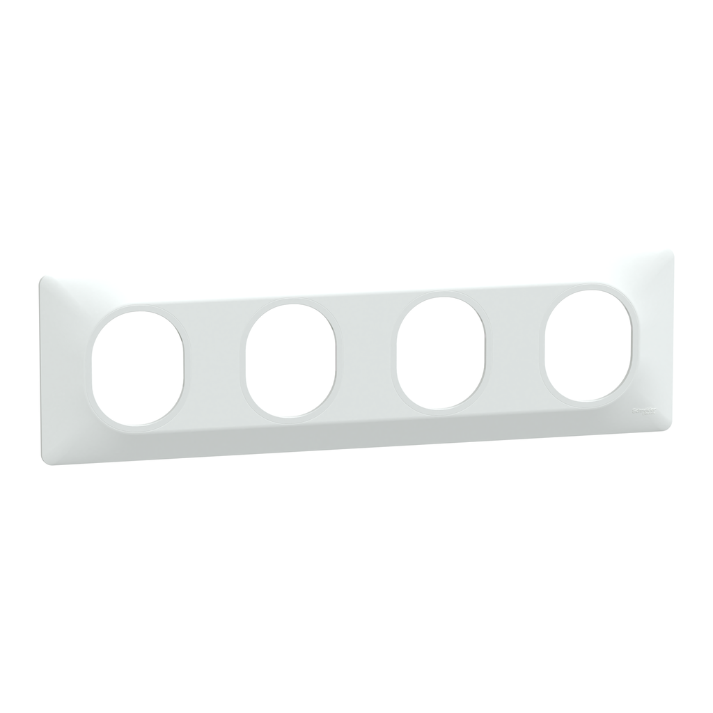 Ovalis - Plaque de finition - 4 postes Horizontal - entraxe 71 mm - Blanc