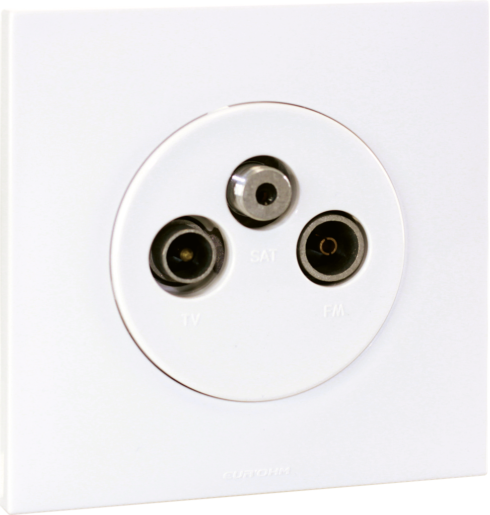 Square - prise TV/FM/SAT + plaque - blanc