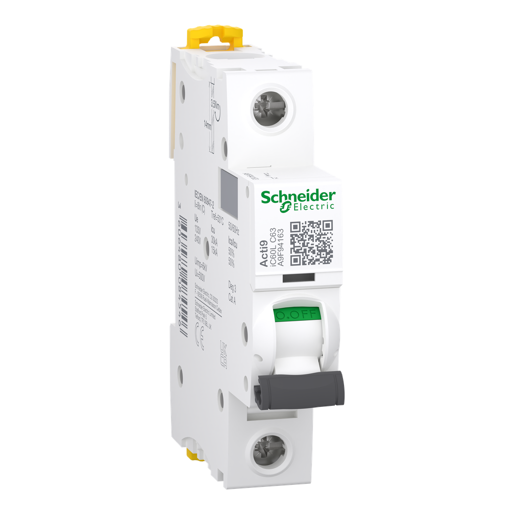 Acti9 iC60L - Disjoncteur - 1P - 63A - Courbe C - 230Vac - 15000A/15kA