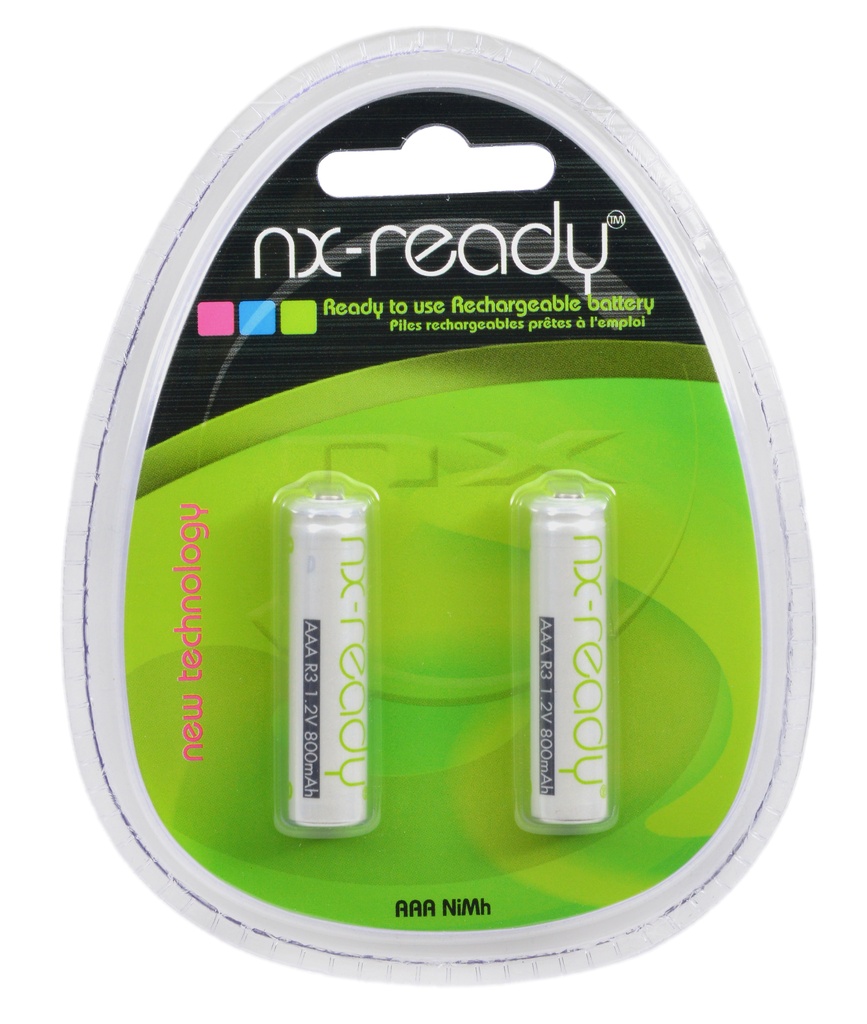 Blister(s) x 2 Accus Nimh blister x2 AAA NX READY 1.2V 800mAh