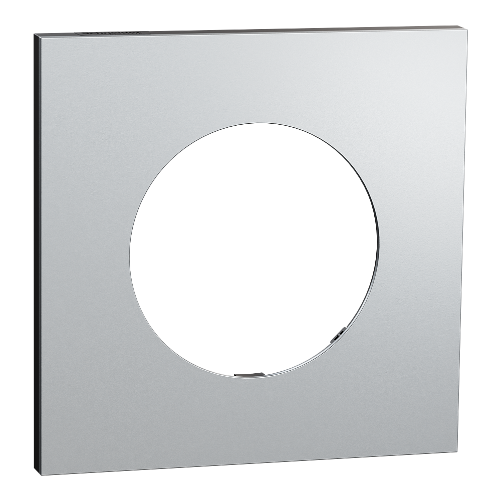Odace Métal - plaque de finition 1 poste - effet Aluminium support noir