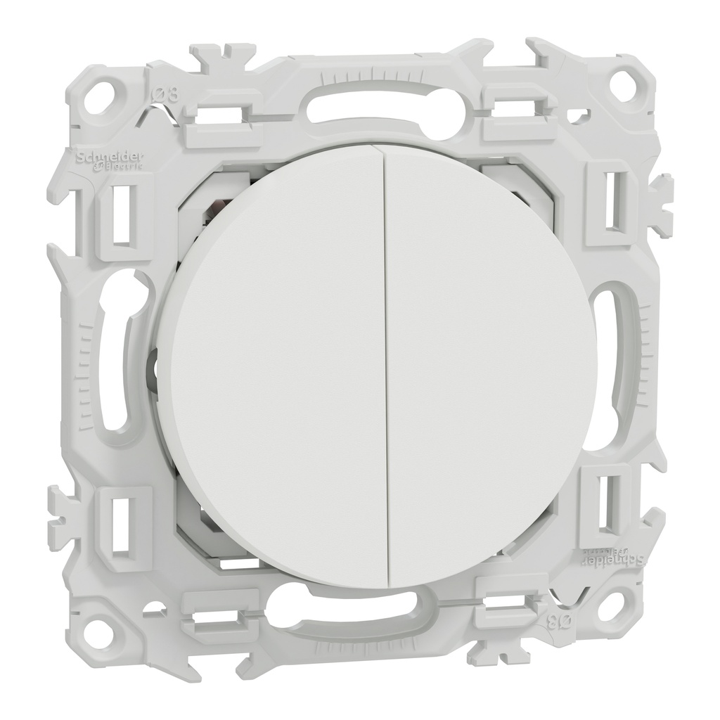 Odace - double va-et-vient ou poussoir - 10AX - blanc craie