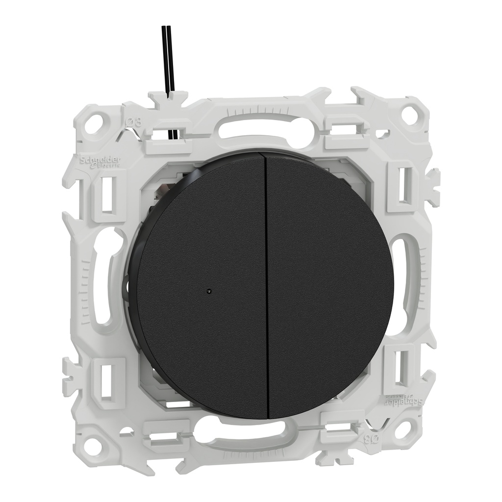 Odace - double va-et-vient ou poussoir lumineux LED 0,15mA - 10AX - noir onyx