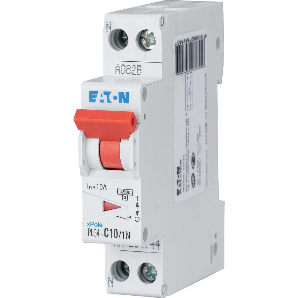 Disjoncteur modulaire, 1P+N, 10A, courbe C, 4,5kA (EN 60898)