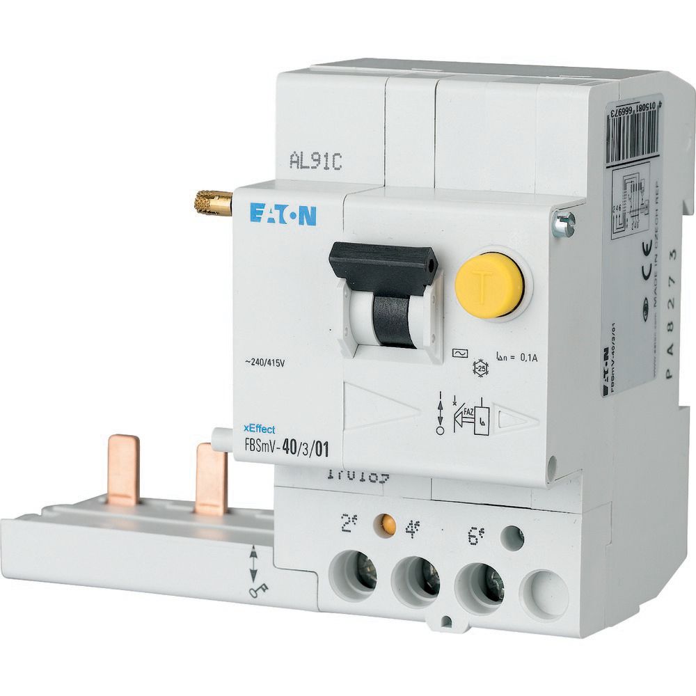 Bloc différentiel FBSMV pour FAZ, 3P, 63A, type AC, 30mA