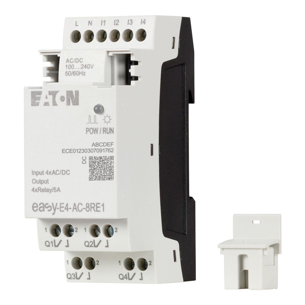 Extension E/S, 100-240 V AC/DC, 4 entrées TOR, 4 sorties relais