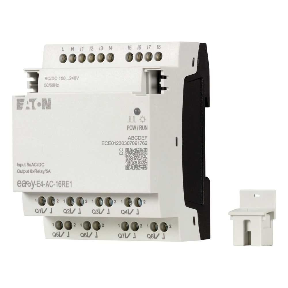 Extension E/S, 100-240 V AC/DC, 8 entrées TOR, 8 sorties relais