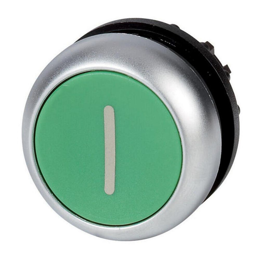 Bouton-poussoir, plat, vert I, à rappel