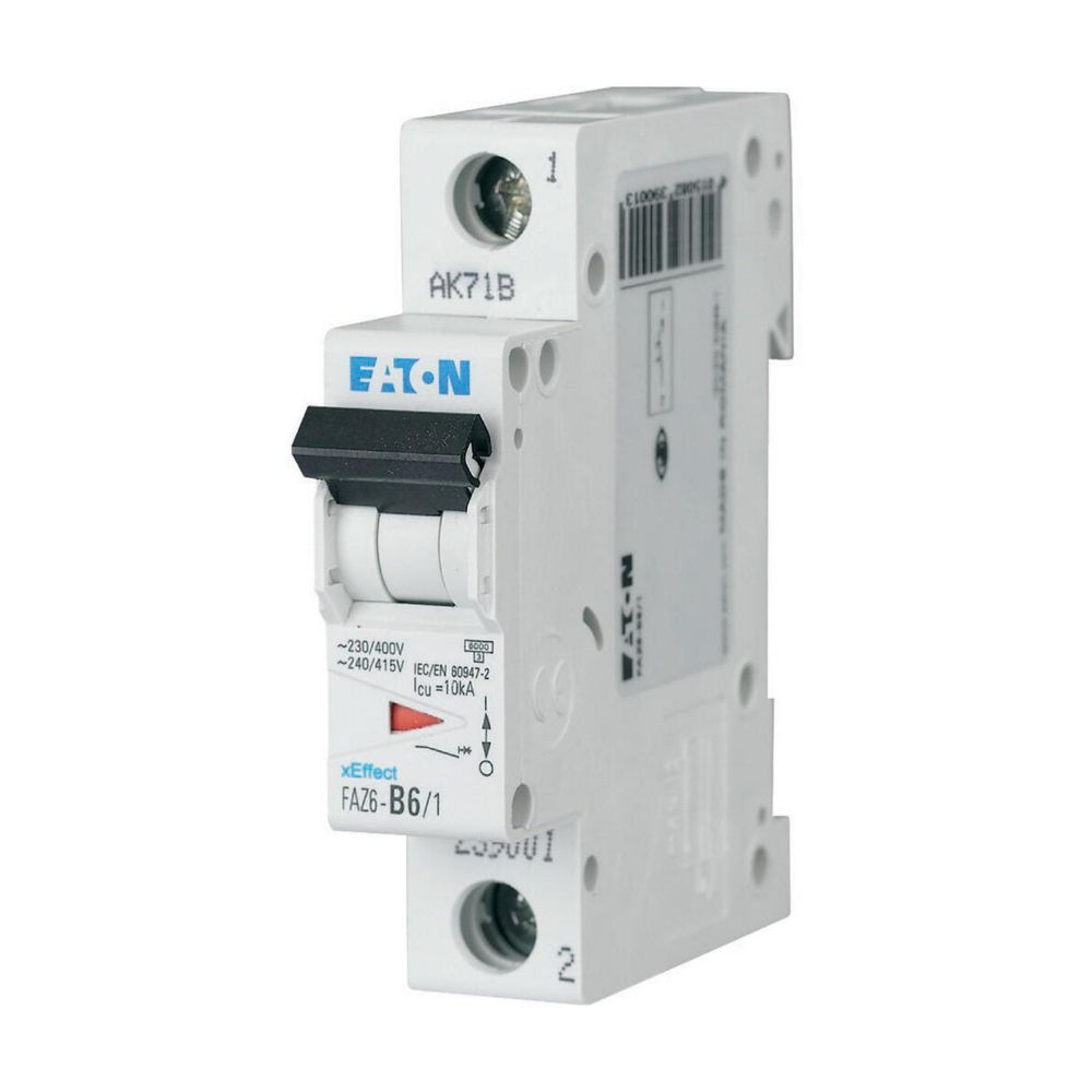Disjoncteur FAZ6, 3A, 1P, 6kA (EN 60898) 10kA (IEC/EN 60947-2), courbe C