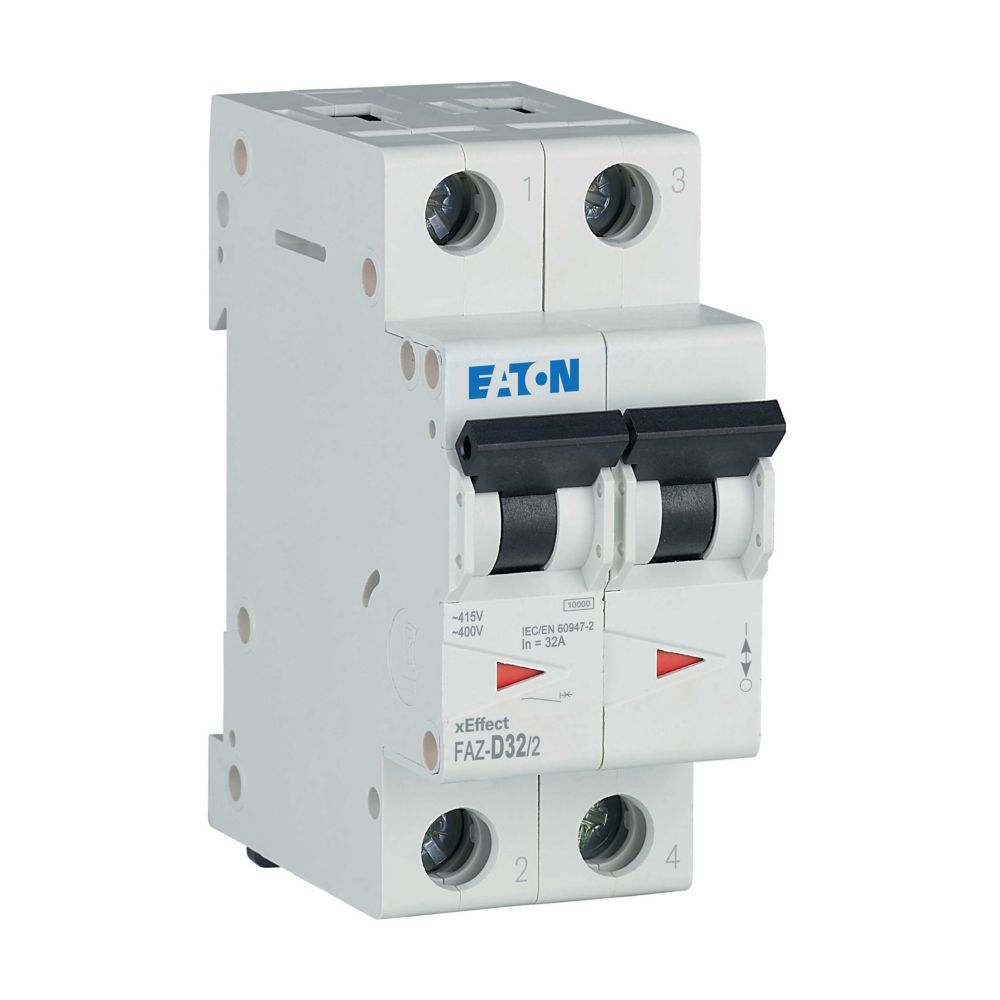 Disjoncteur modulaire FAZ, 32A, 2P, 15kA (IEC/EN 60947-2), courbe D