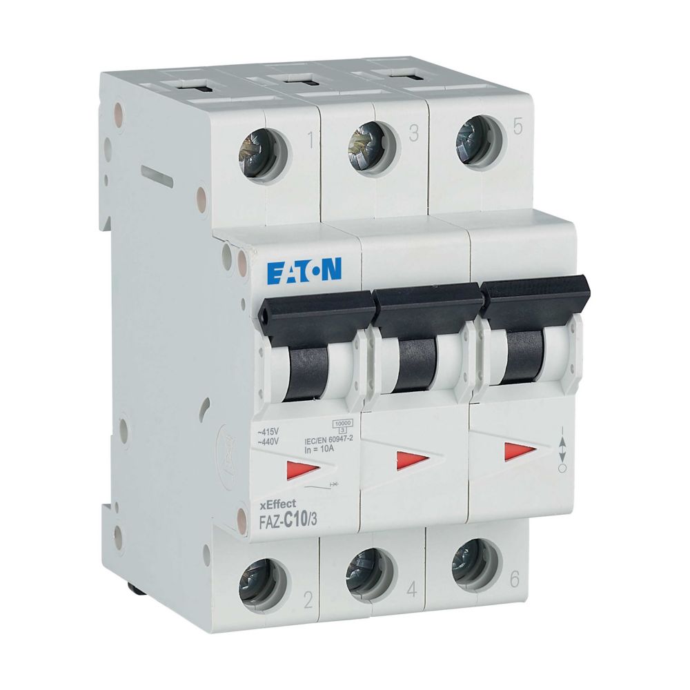 Disjoncteur modulaire FAZ, 10A, 3P, 15kA (IEC/EN 60947-2), courbe C