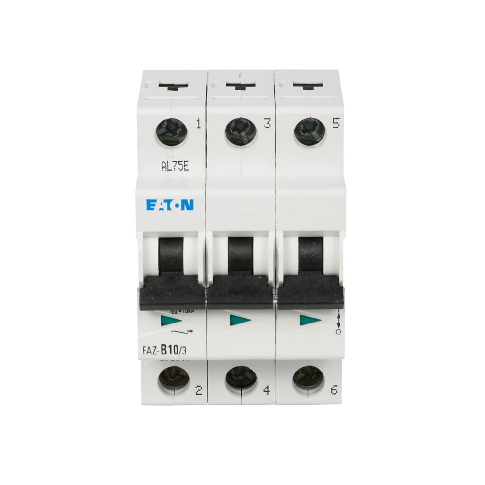 Disjoncteur modulaire FAZ, 10A, 3P, 15kA (IEC/EN 60947-2), courbe D