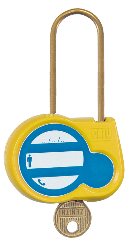 Cadenas jaune anse 50mm diamètre 4mm clé 222.