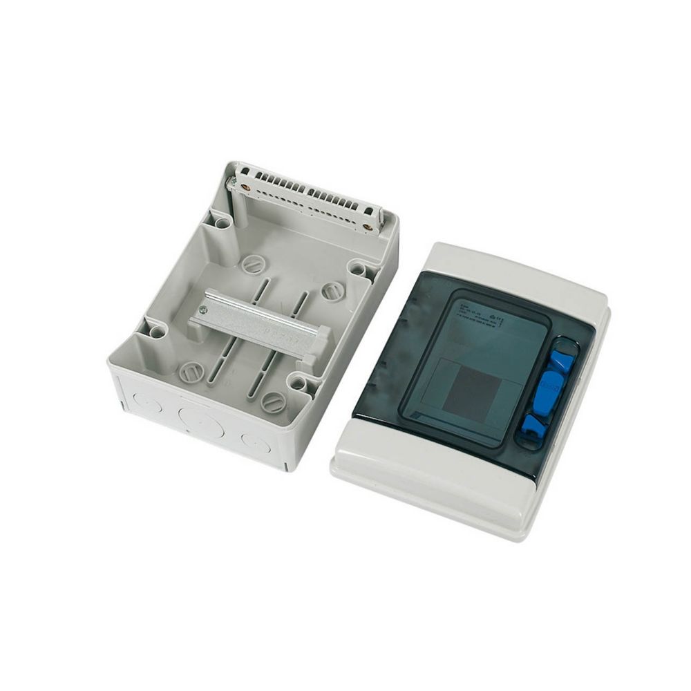 Coffret 1 rangée 4 modules, avec barrette N/PE, porte transparente