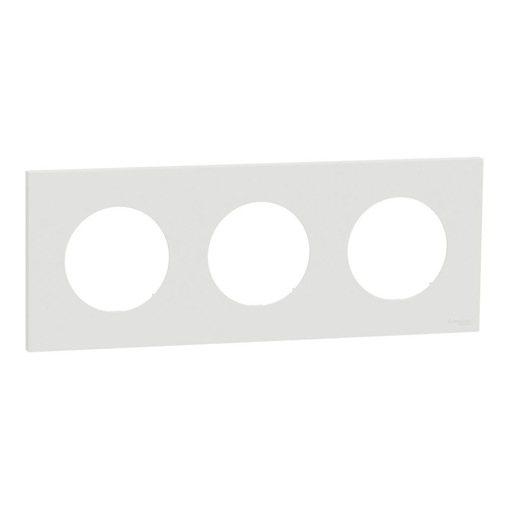Odace - plaque de finition 3 postes - couleur Blanc craie