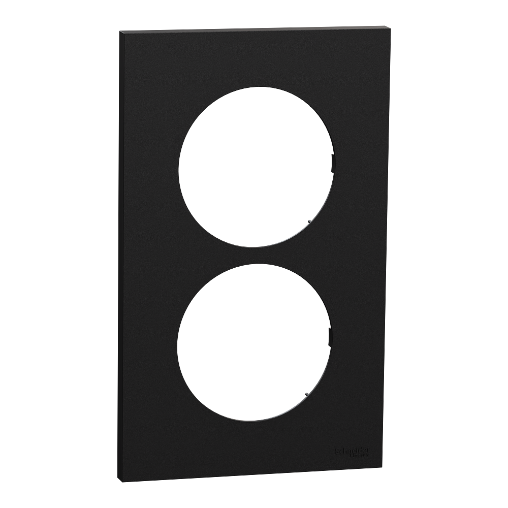 Odace - plaque de finition 2 postes entraxe spécifique 57mm - Noir onyx