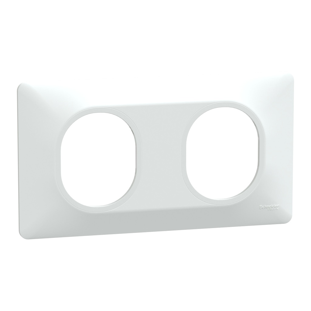 Ovalis - Plaque de finition - 2 postes Horizontal - entraxe 71 mm - Blanc