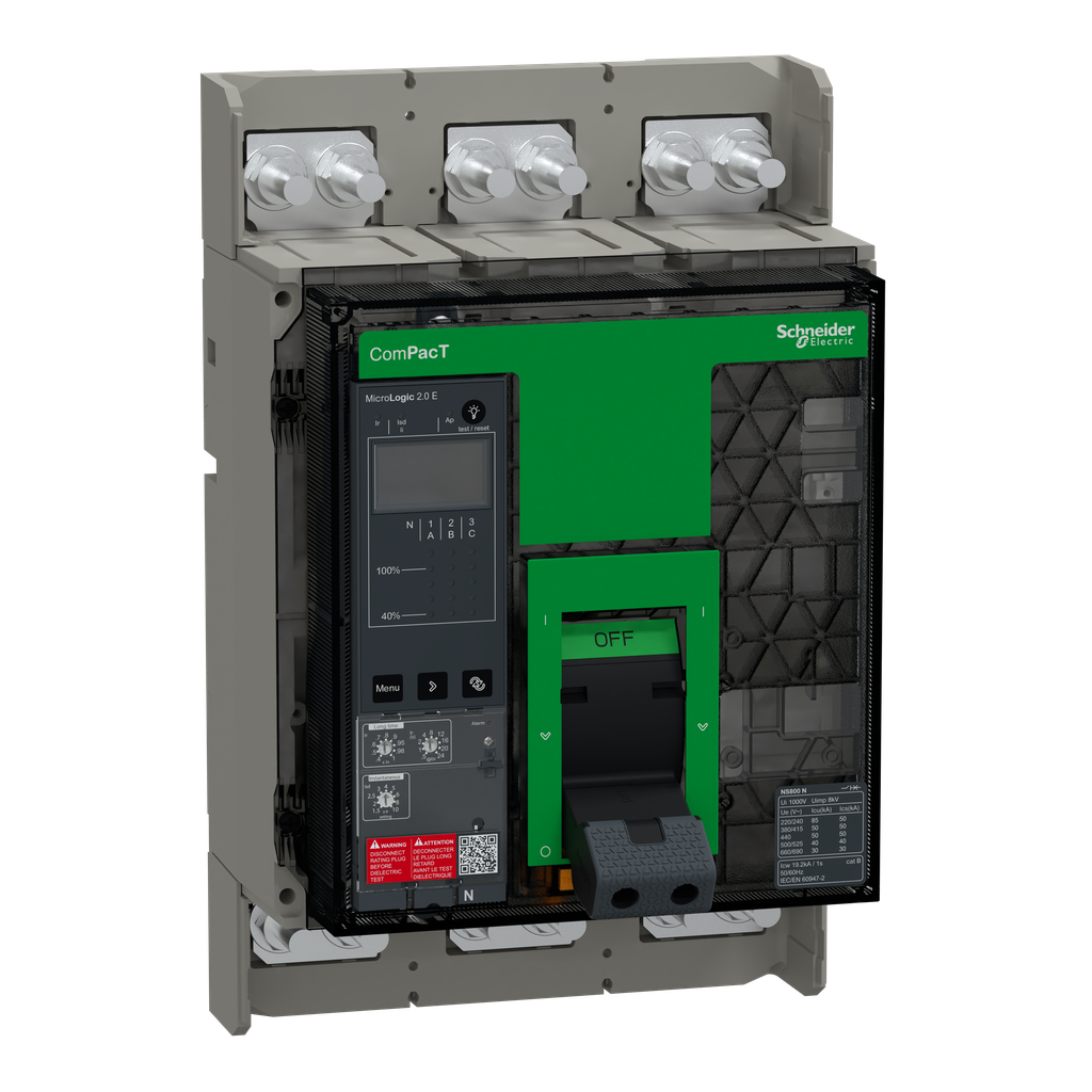 ComPacT NS800N - disjoncteur - MicroLogic 2.E 800A - 3P - 50kA - fixe - manuel