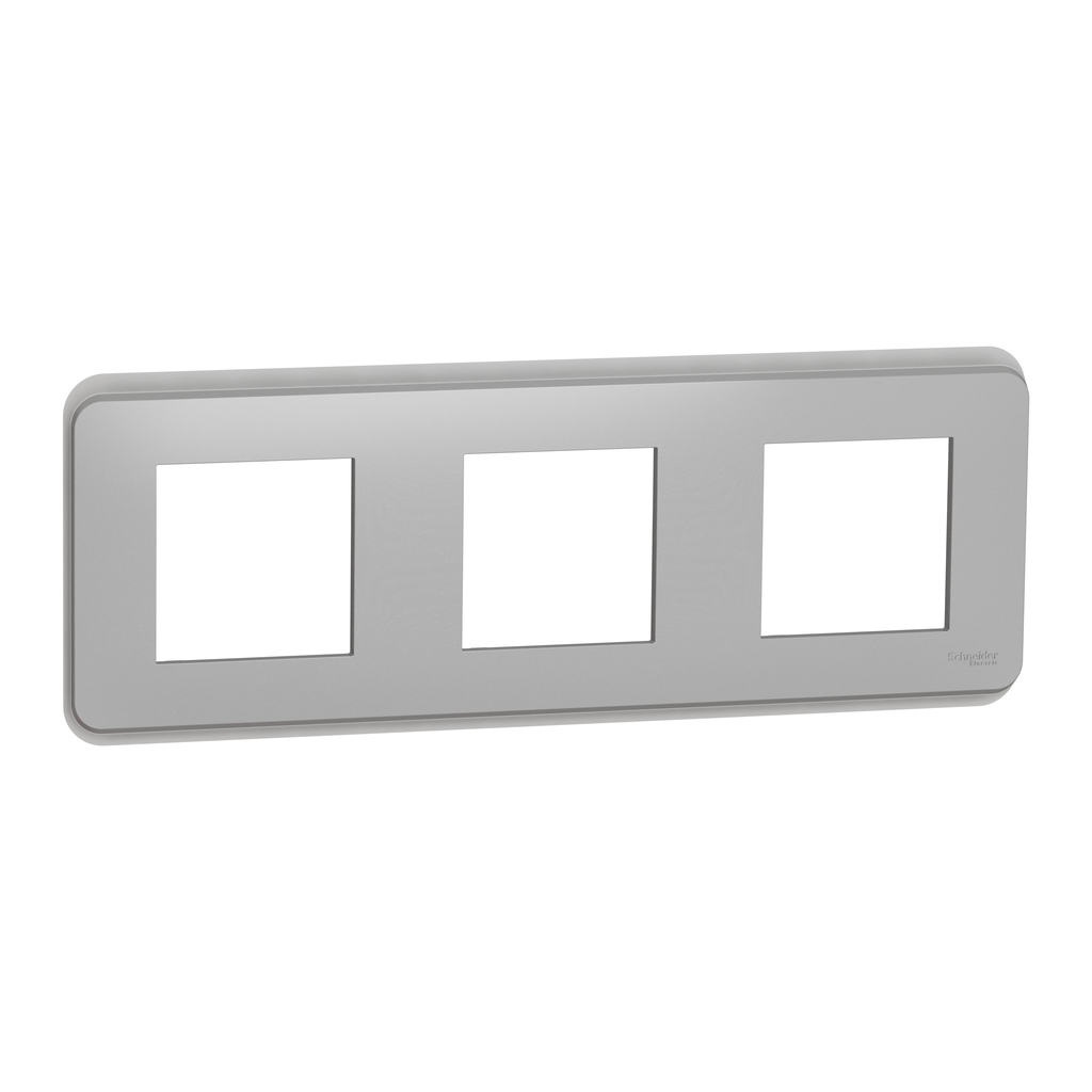 Unica Pro - plaque de finition - Alu - 3 postes