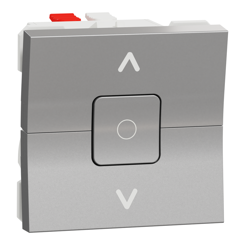 Unica - interrupteur volet-roulant - 3 touches - 6A - 2 mod - Alu - méca seul