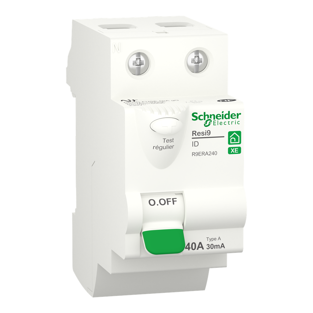 Resi9 XE - interrupteur différentiel - 2P - 40A - 30mA - Type A - embrochable