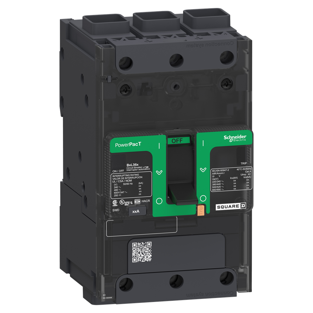 PowerPact B - disjoncteur BJ - 65kA 600Y/347V - TM50D - 3P - cosse