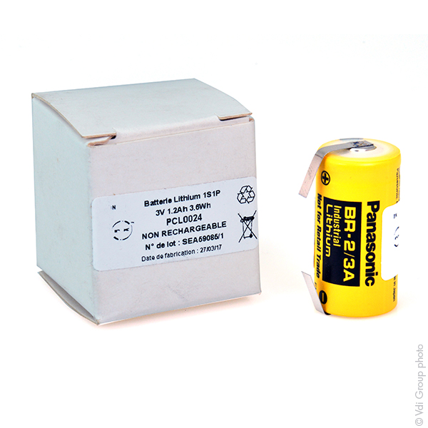 Pile(s) Pile lithium BR2/3A 3V 1.2Ah T2