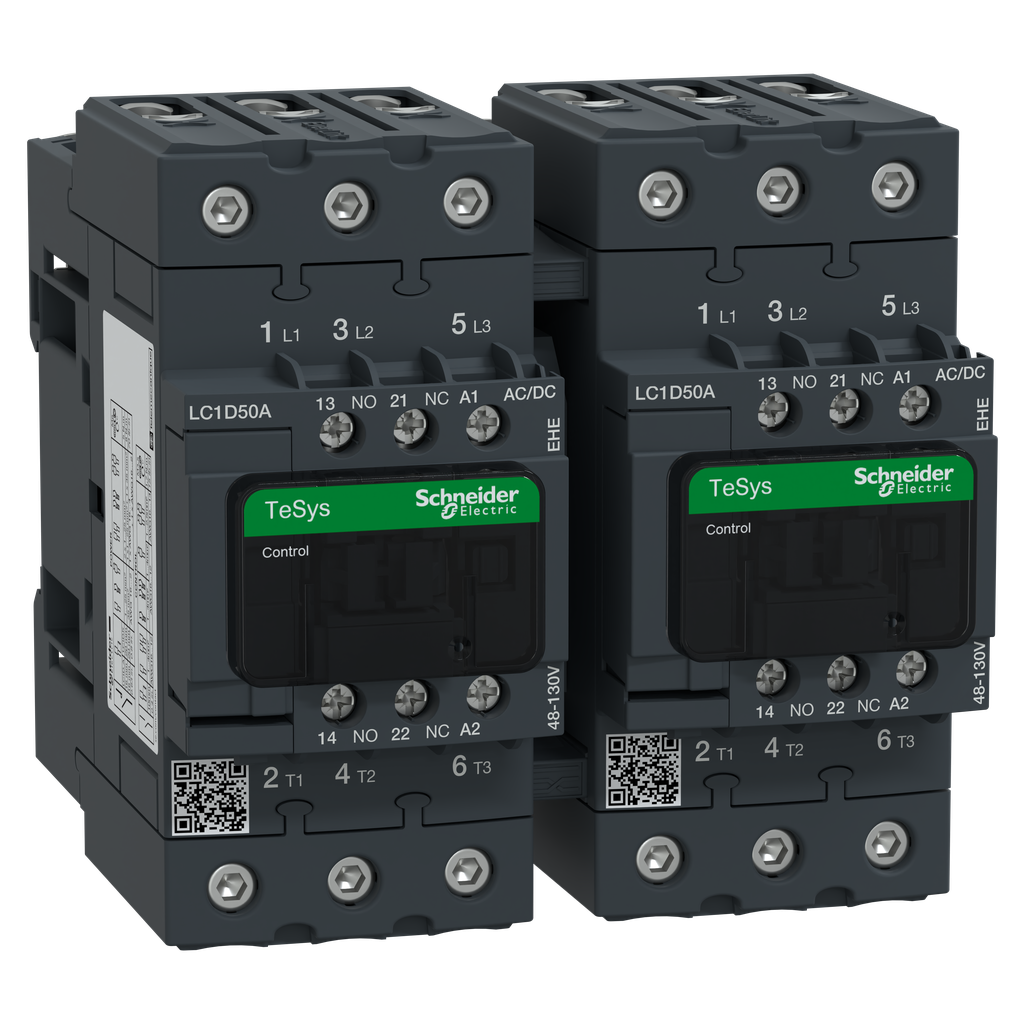 TeSys D - contact. inverseur - 3P(3NO) - AC3 - inf= 440V 50A - 48 à130Vca-cc - E