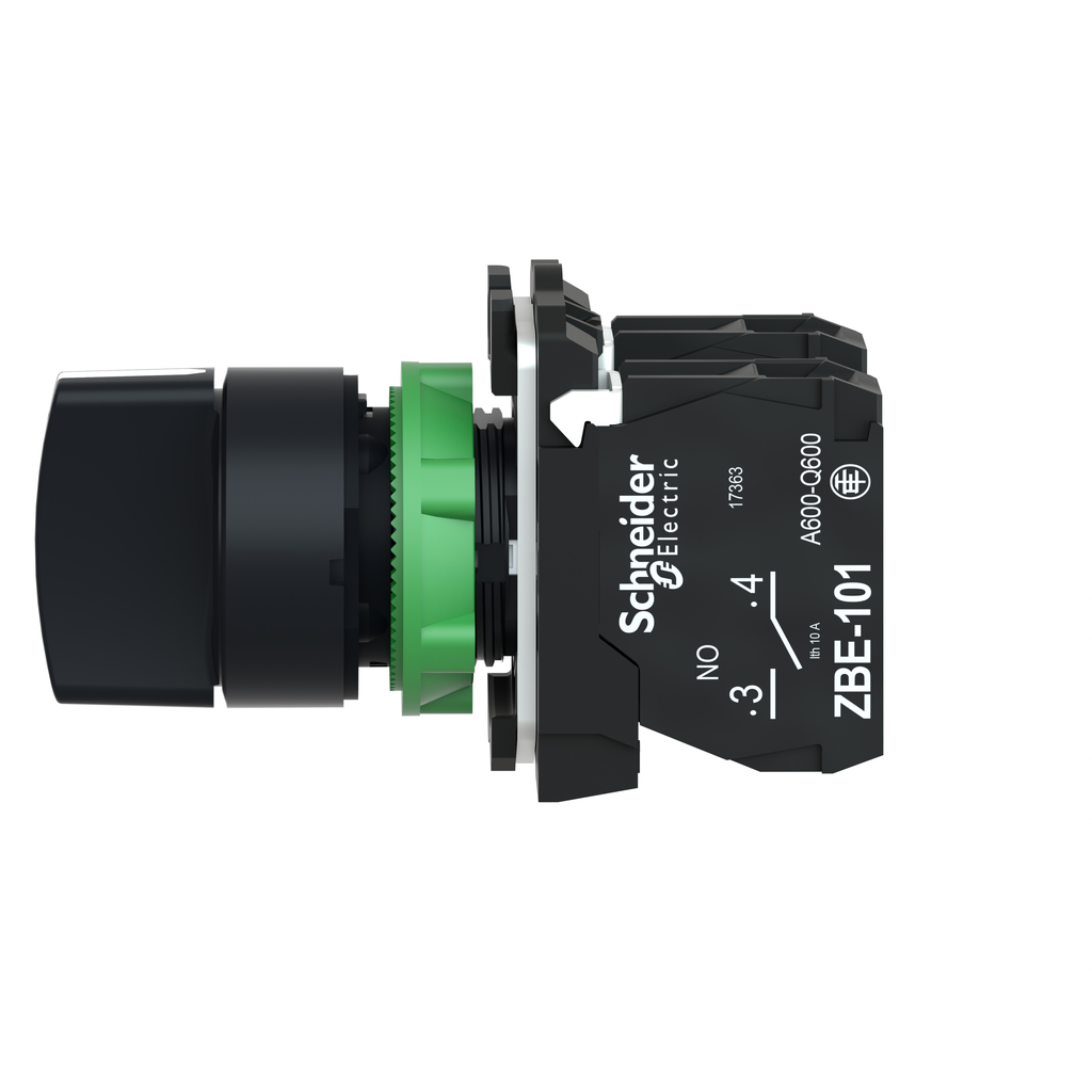 Harmony XB5 - bouton tournant manette - Ø22 - 3 pos fix - noir - 2F - vis étrier