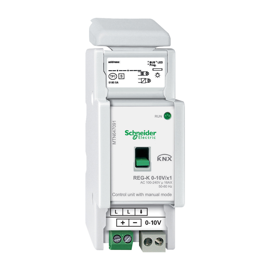 KNX - actionneur pour interfaces 1-10 V - 1 sortie - 16A cos0,6 - 5 pas de 9mm