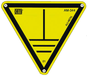 Pancarte triangulaire en aluminium  pour identification de la terre 100mm.