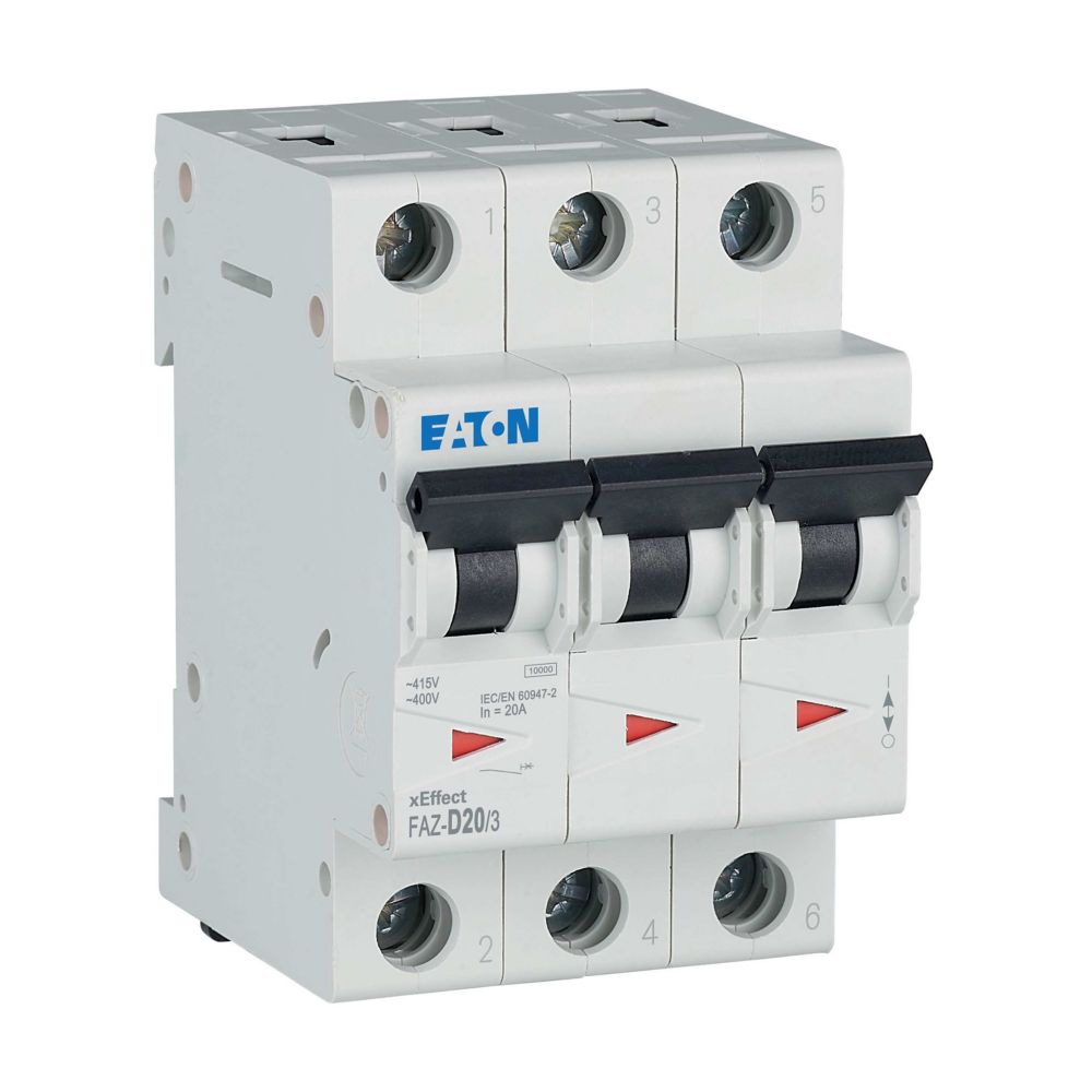 Disjoncteur modulaire FAZ, 20A, 3P, 15kA (IEC/EN 60947-2), courbe D