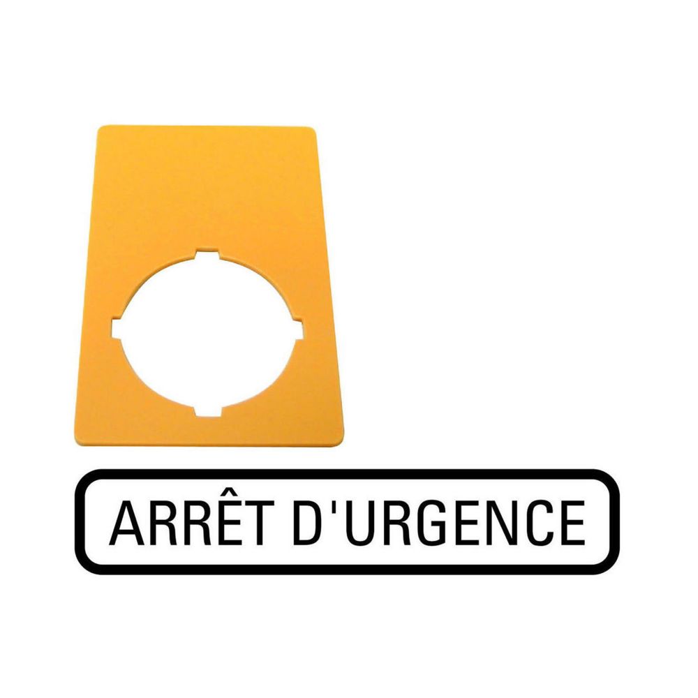 Étiquette, arrêt d'urgence, jaune, HxL=50x33mm, arrêt d'urgence