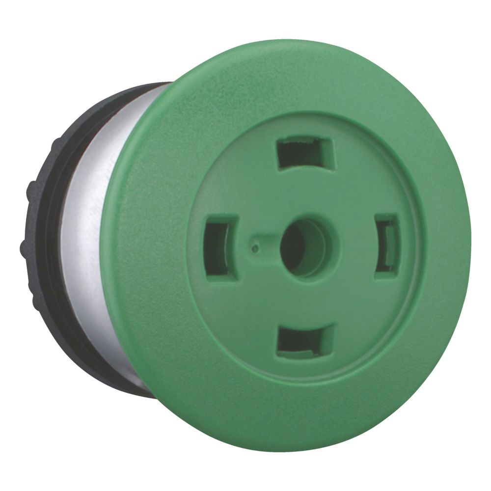 Bouton-poussoir coup de poing, vert, sans verrine, à rappel