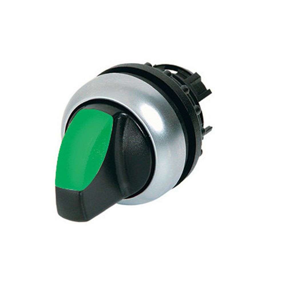 Commutateur rotatif lumineux, 2 positions, vert, à accrochage