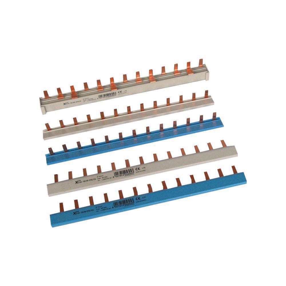 Rail de phase, 1Ph, 10qmm, coudé gris, Stylet, 13 modules