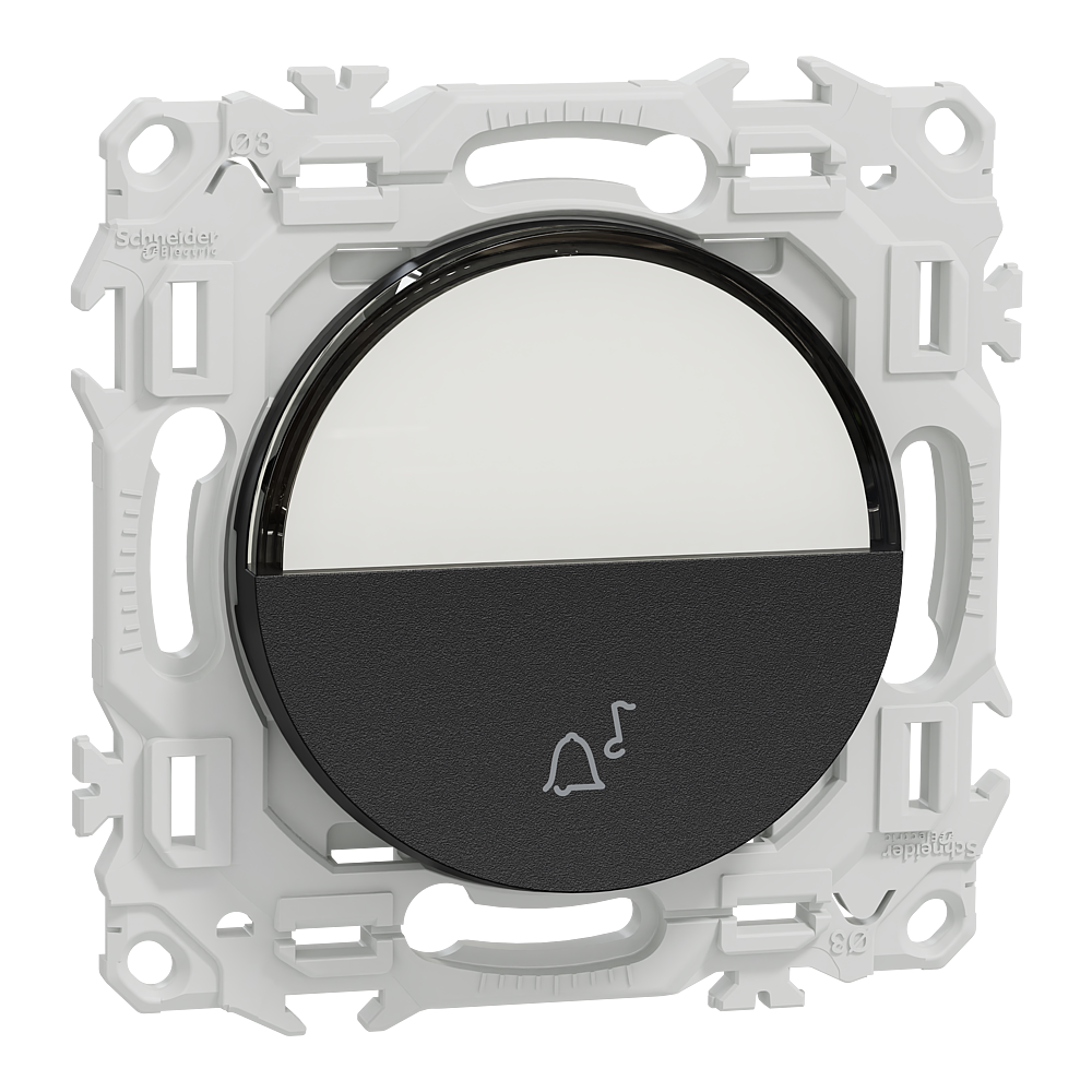 Odace - bouton-poussoir porte-étiquette - symbole carillon - noir onyx