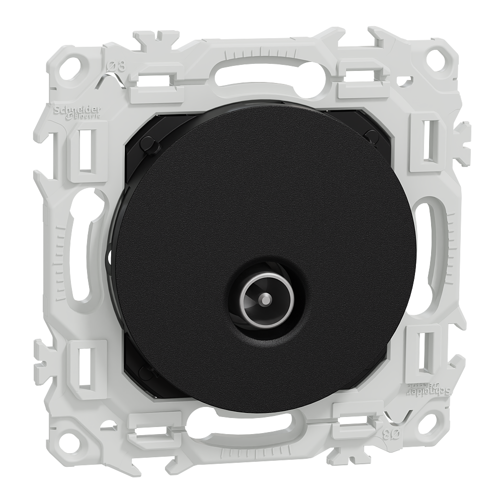 Odace - prise TV simple mâle - sortie coaxiale - noir onyx