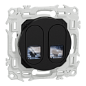 Odace - prise double RJ45 - Cat6 STP grade 2TV min à grade 3TV - noir onyx