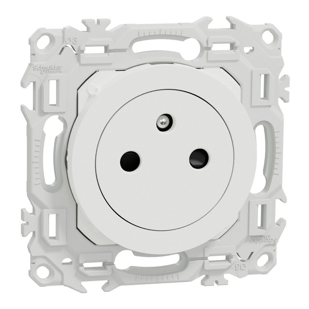 Odace - prise 2P+T affleurante - bornes automatiques - blanc craie