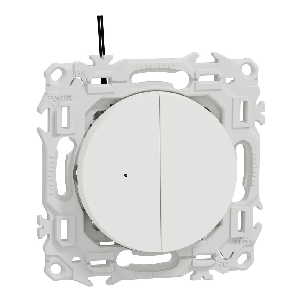 Odace - double va-et-vient ou poussoir lumineux LED 0,15mA - 10AX - blanc craie