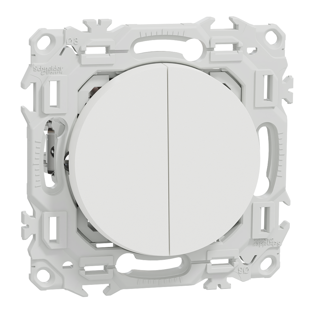Odace - double va-et-vient ou poussoir avec griffes - 10AX - blanc craie
