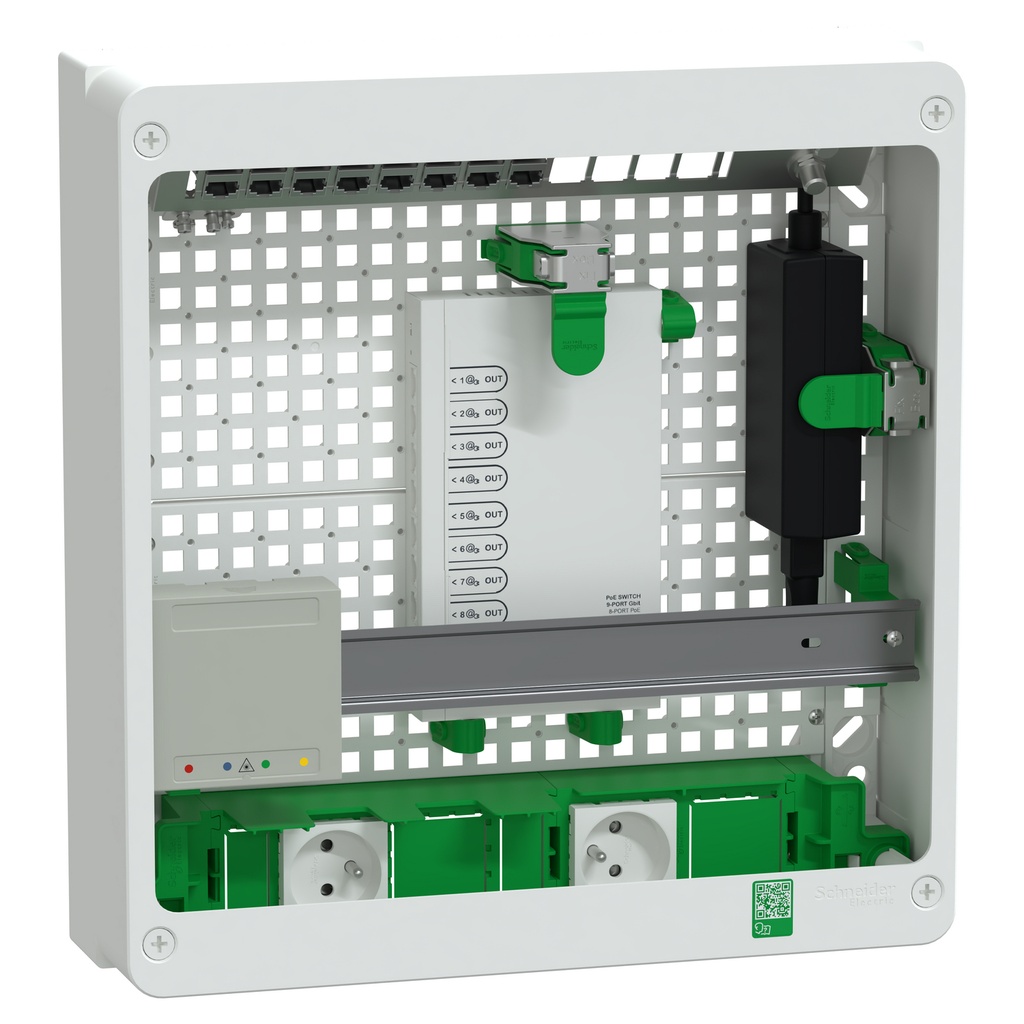 Resi9 Connect - Coffret 18M2R Switch 9 ports PoE - 2 PC - grade 3TV 8xRJ45 cat6a