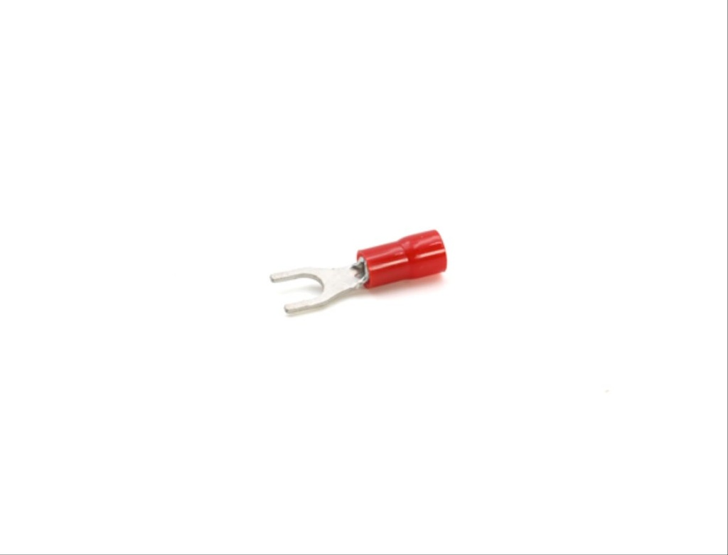 Cosse préisolée fourche rouge (0,25 à 1,5 mm²) - Diam. 4 mm