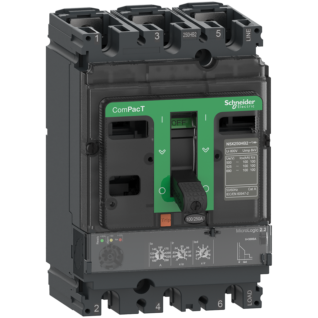 ComPacT NSX100R - Disjoncteur - MicroLogic 2.2 100A - 3P3D - 200kA - fixe
