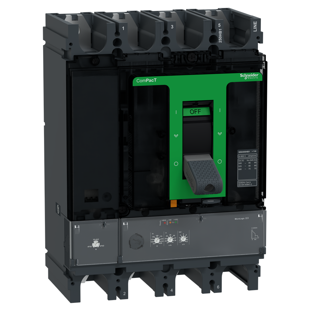 ComPacT NSX400HB1 - Disjoncteur - MicroLogic 2.3 250A - 4P4D - 75kA - fixe