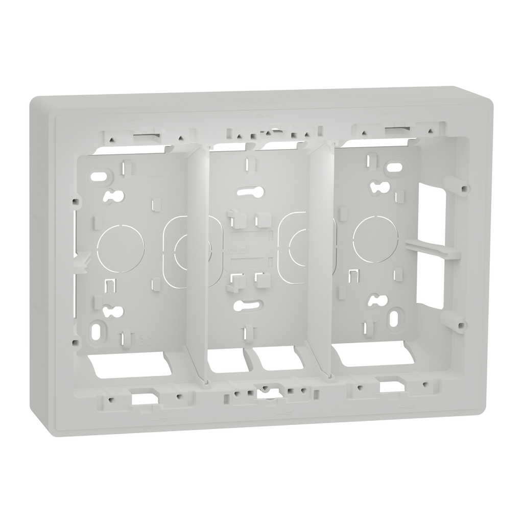 Unica - boîte de concentration saillie - 3 colonnes de 4 modules - blanc