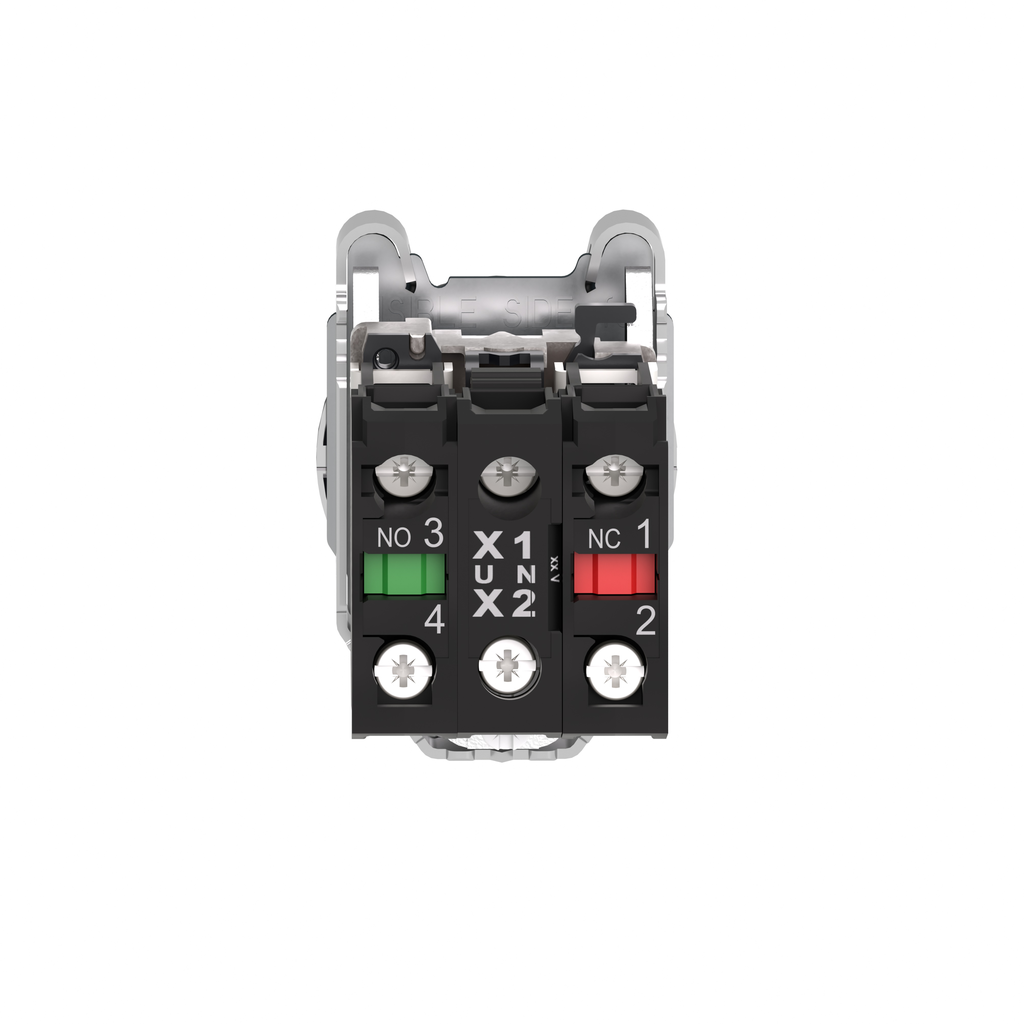 Harmony XB4 - bouton à man lumin - flush - 3 pos fix - vert - 1O+1F - 230V